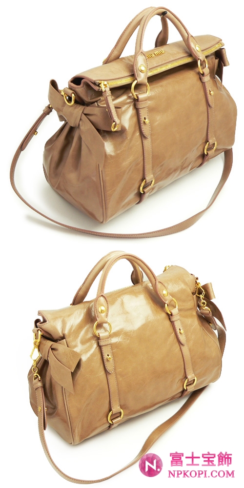 MIUMIU ミュウミュウ 2WAY ショルダーバッグ レザー カメオブラウン　RT0365 VITELLO.LUX CAMMEO